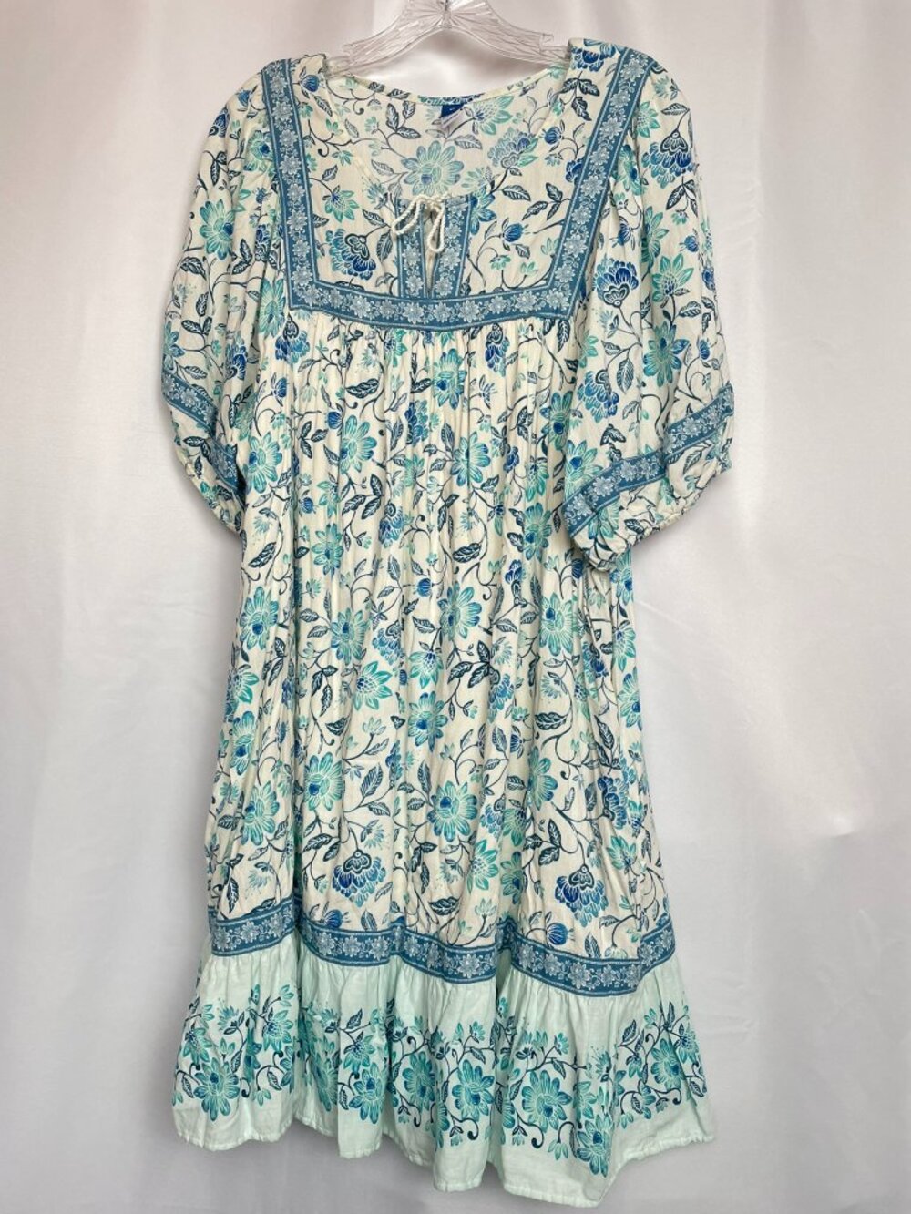Floral Hawaiian Swing Cottagecore Peasant Grandmacore Cotton Pockets Dress XL - Picture 11 of 13